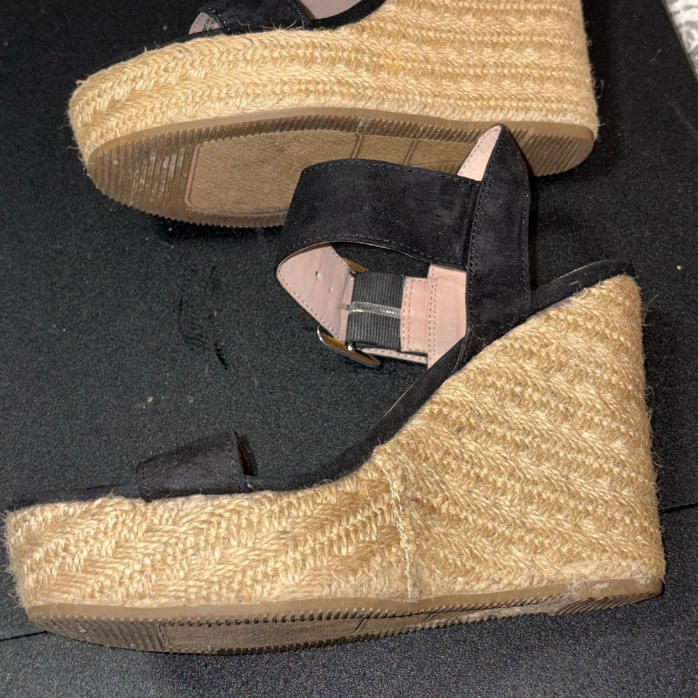 Madden Girl Black and Tan Wedge Espadrilles - Picture 2 of 6